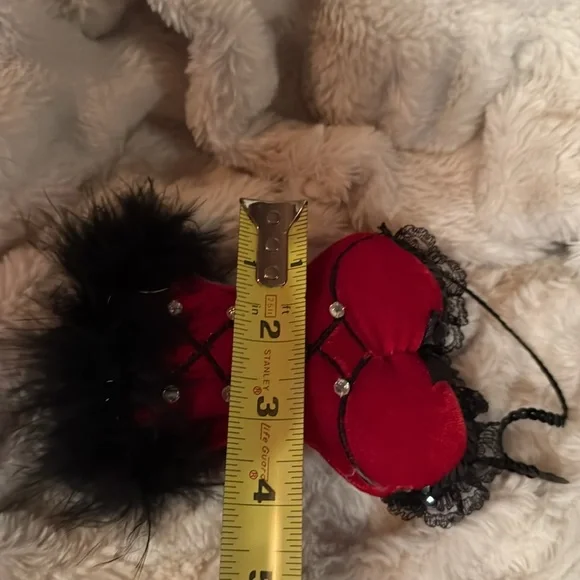 Velvet lingerie Hanging ornamental - red velvet, sequins, lace, rhinestones - Picture 3 of 4